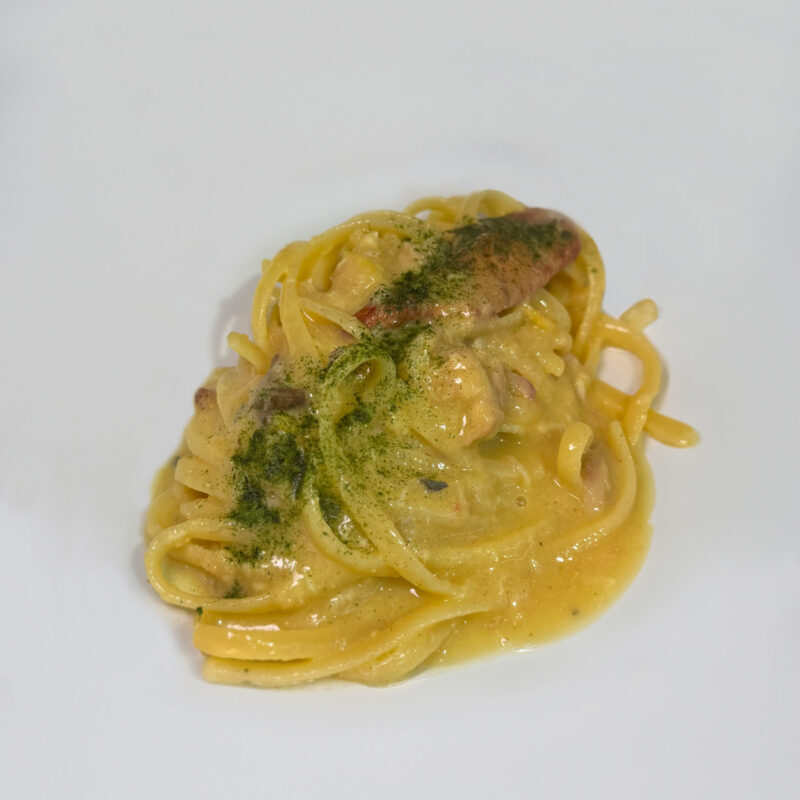 linguine dal menu degustazione di Buatta, ristorante a Palermo